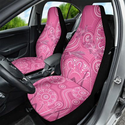 Australia Indigenous Pink Month Car Seat Cover Breast Cancer Aboriginal Dragonflies Ribbon