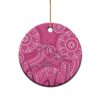 Australia Indigenous Pink Month Ceramic Ornament Breast Cancer Aboriginal Dragonflies Ribbon