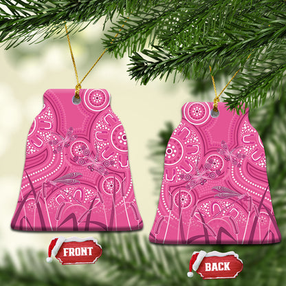Australia Indigenous Pink Month Ceramic Ornament Breast Cancer Aboriginal Dragonflies Ribbon