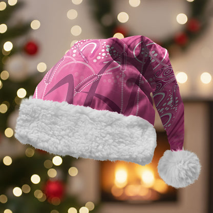 Australia Indigenous Pink Month Christmas Santa Hat Breast Cancer Aboriginal Dragonflies Ribbon