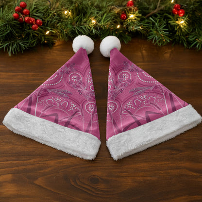 Australia Indigenous Pink Month Christmas Santa Hat Breast Cancer Aboriginal Dragonflies Ribbon