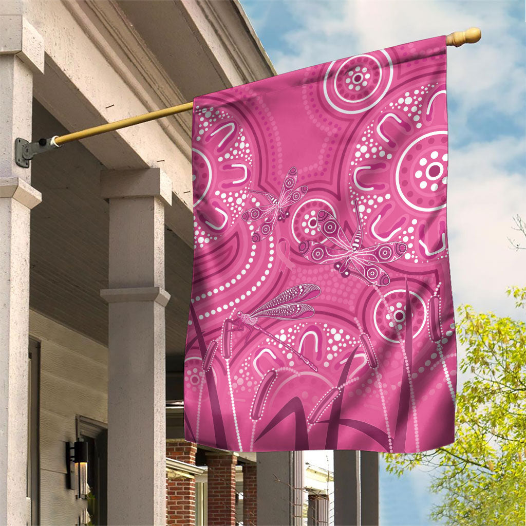 Australia Indigenous Pink Month Garden Flag Breast Cancer Aboriginal Dragonflies Ribbon