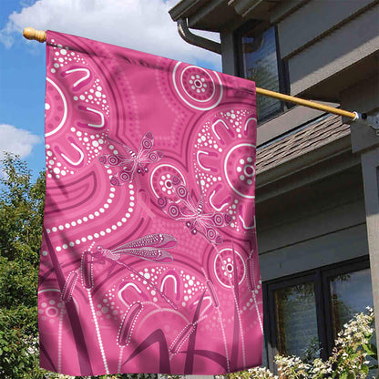 Australia Indigenous Pink Month Garden Flag Breast Cancer Aboriginal Dragonflies Ribbon