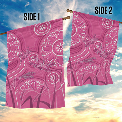 Australia Indigenous Pink Month Garden Flag Breast Cancer Aboriginal Dragonflies Ribbon