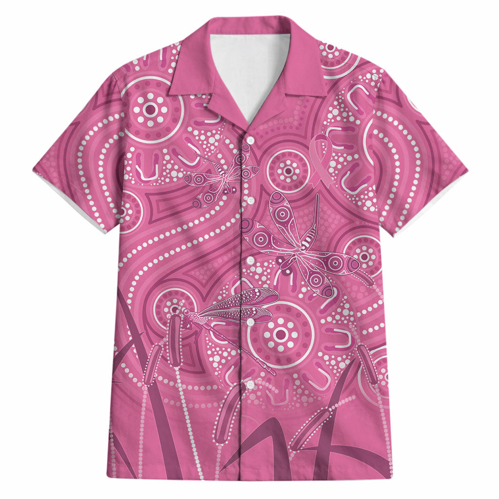 Australia Indigenous Pink Month Hawaiian Shirt Breast Cancer Aboriginal Dragonflies Ribbon