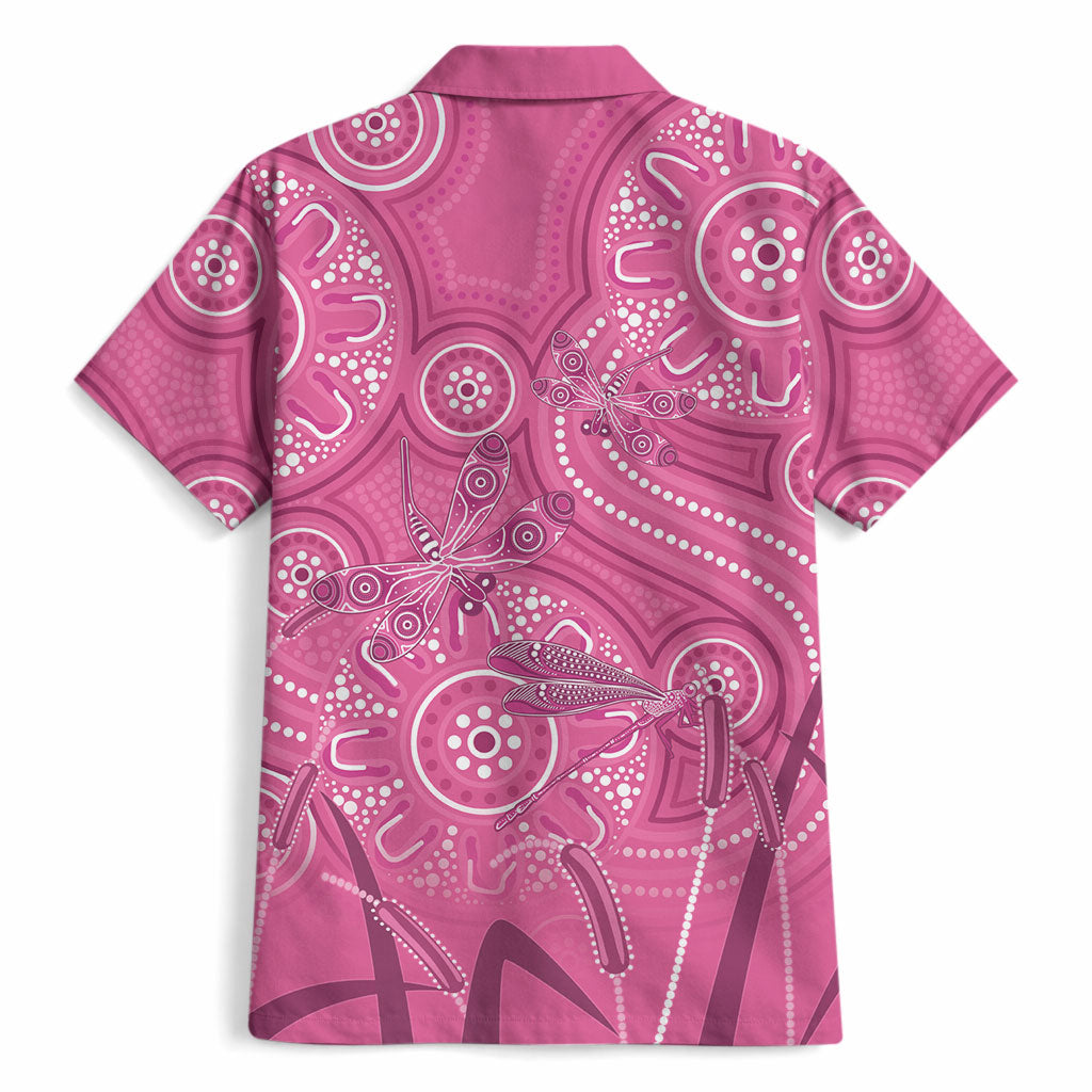 Australia Indigenous Pink Month Hawaiian Shirt Breast Cancer Aboriginal Dragonflies Ribbon