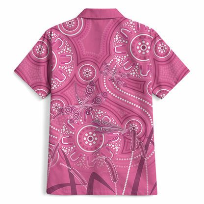 Australia Indigenous Pink Month Hawaiian Shirt Breast Cancer Aboriginal Dragonflies Ribbon