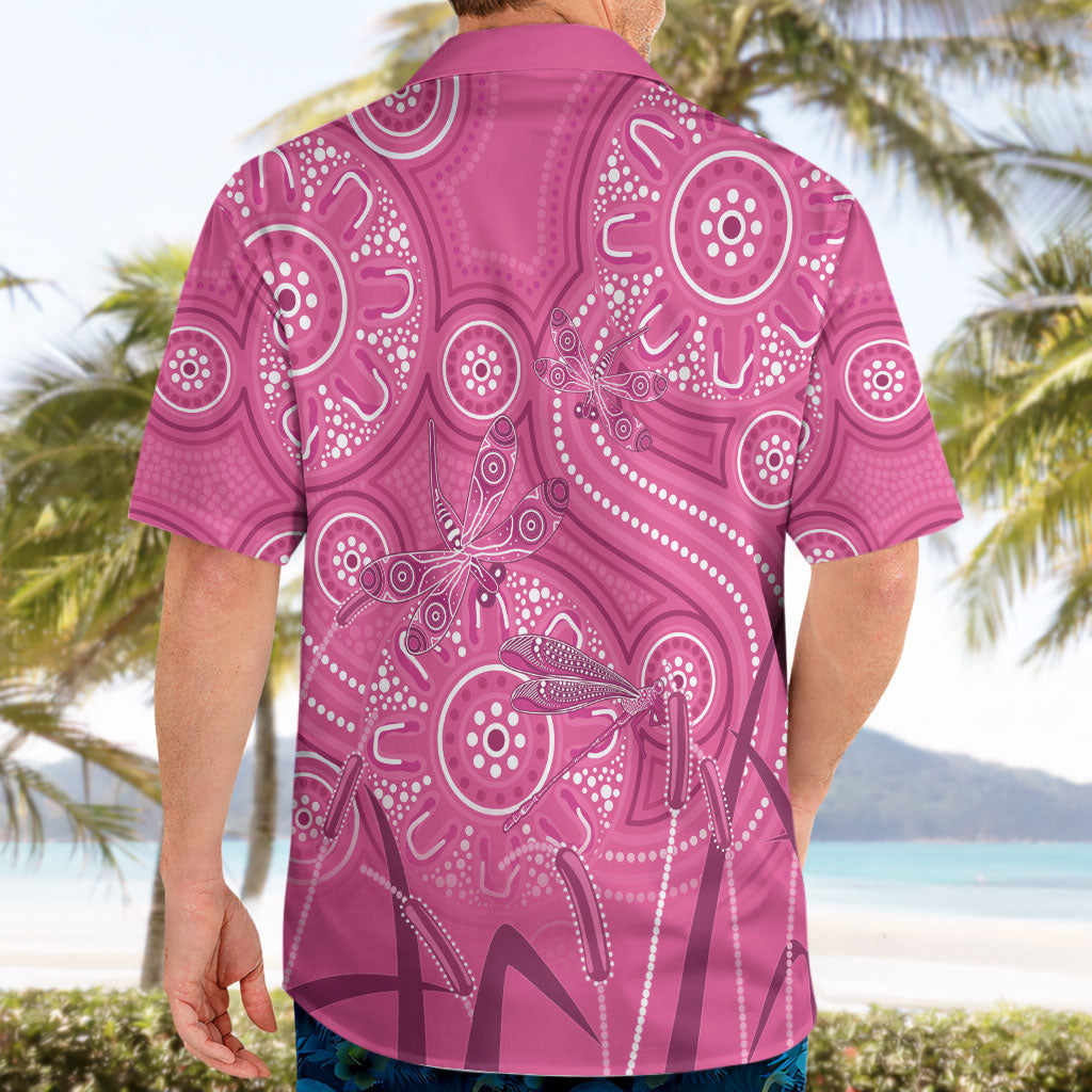 Australia Indigenous Pink Month Hawaiian Shirt Breast Cancer Aboriginal Dragonflies Ribbon