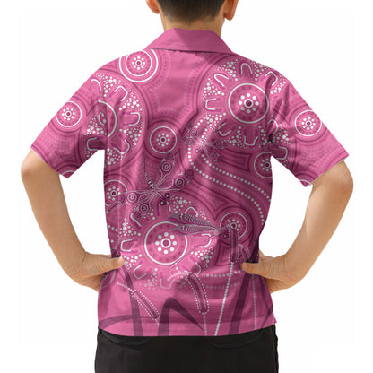 Australia Indigenous Pink Month Hawaiian Shirt Breast Cancer Aboriginal Dragonflies Ribbon