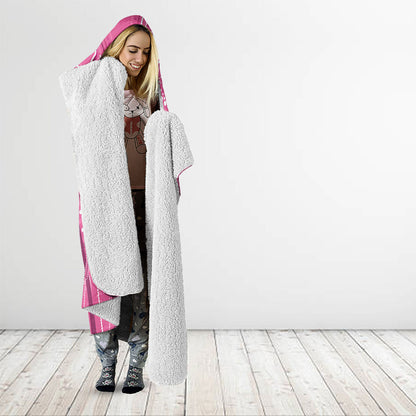 Australia Indigenous Pink Month Hooded Blanket Breast Cancer Aboriginal Dragonflies Ribbon
