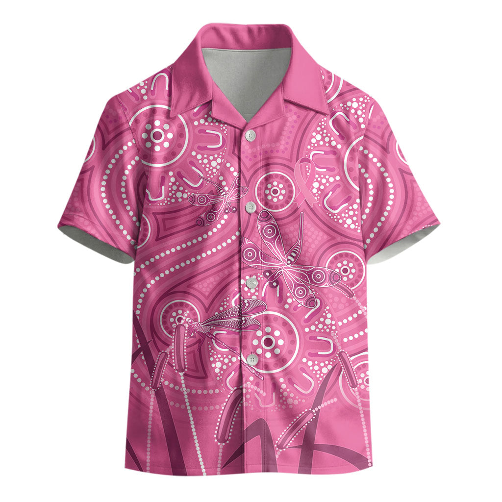 Australia Indigenous Pink Month Kid Hawaiian Shirt Breast Cancer Aboriginal Dragonflies Ribbon