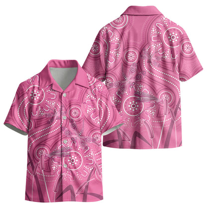 Australia Indigenous Pink Month Kid Hawaiian Shirt Breast Cancer Aboriginal Dragonflies Ribbon