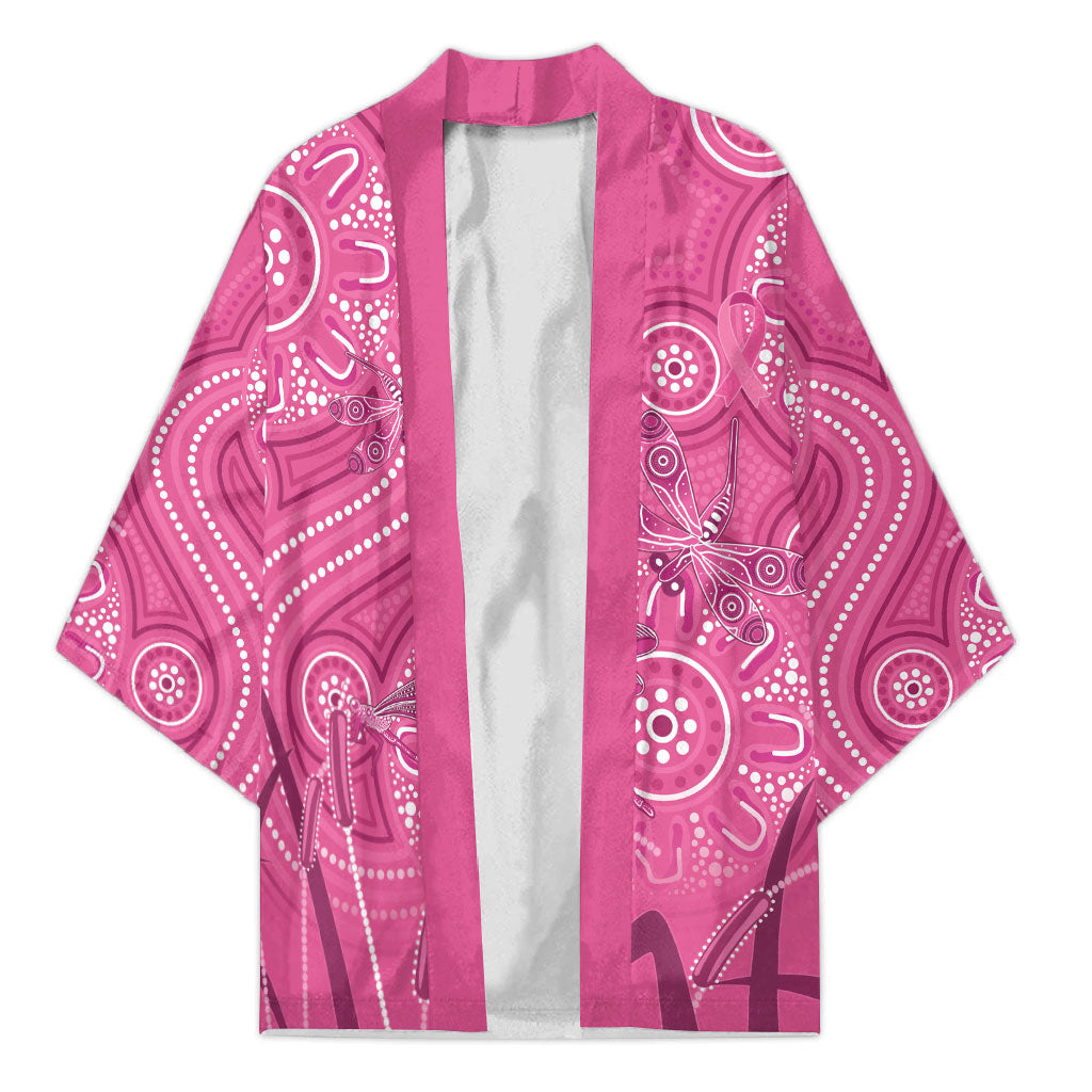 Australia Indigenous Pink Month Kimono Breast Cancer Aboriginal Dragonflies Ribbon