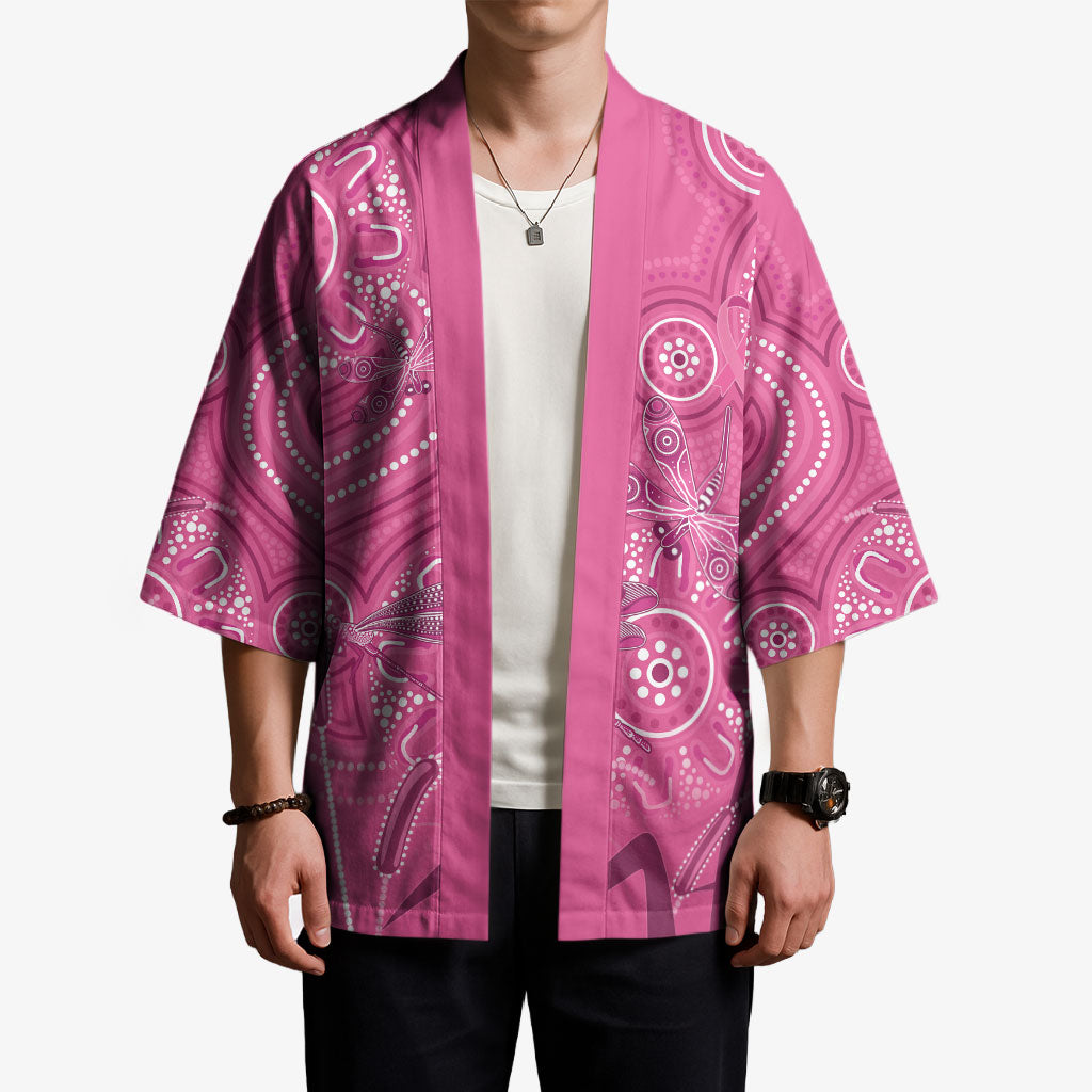 Australia Indigenous Pink Month Kimono Breast Cancer Aboriginal Dragonflies Ribbon
