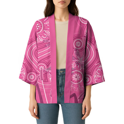 Australia Indigenous Pink Month Kimono Breast Cancer Aboriginal Dragonflies Ribbon