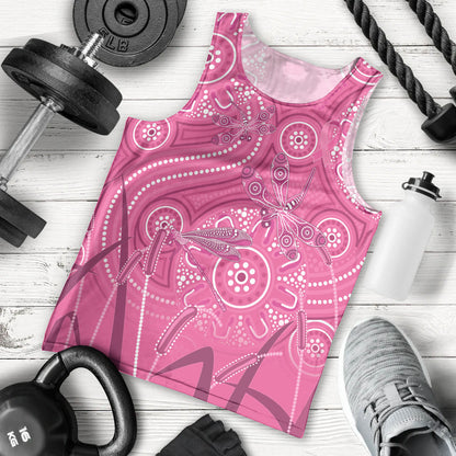Australia Indigenous Pink Month Men Tank Top Breast Cancer Aboriginal Dragonflies Ribbon