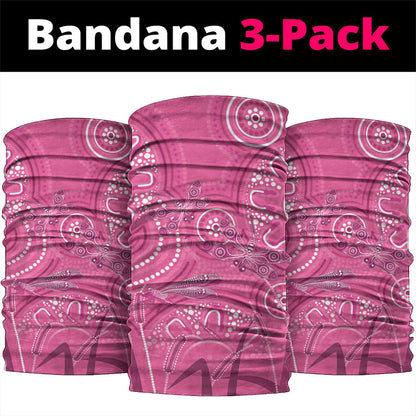 Australia Indigenous Pink Month Neck Gaiter Breast Cancer Aboriginal Dragonflies Ribbon