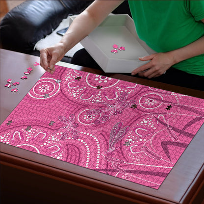 Australia Indigenous Pink Month Puzzle Breast Cancer Aboriginal Dragonflies Ribbon