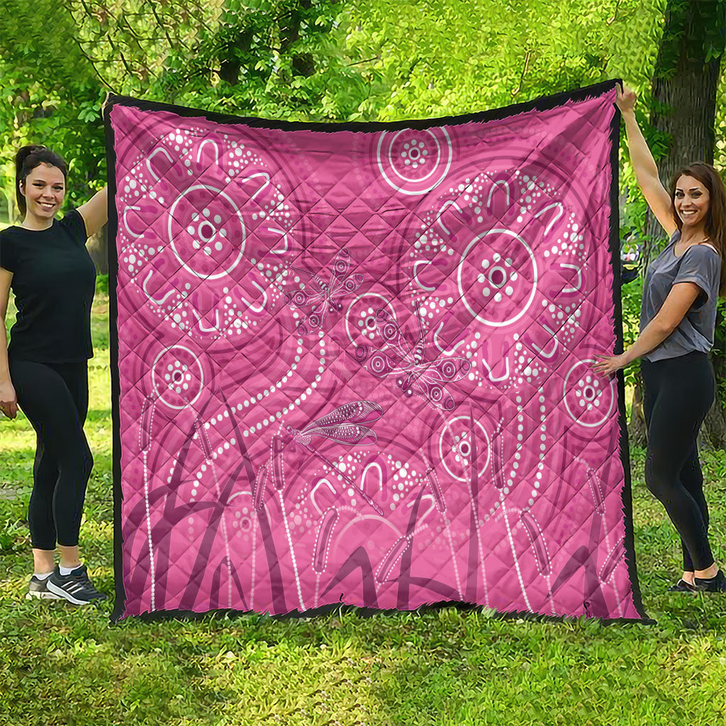 Australia Indigenous Pink Month Quilt Breast Cancer Aboriginal Dragonflies Ribbon