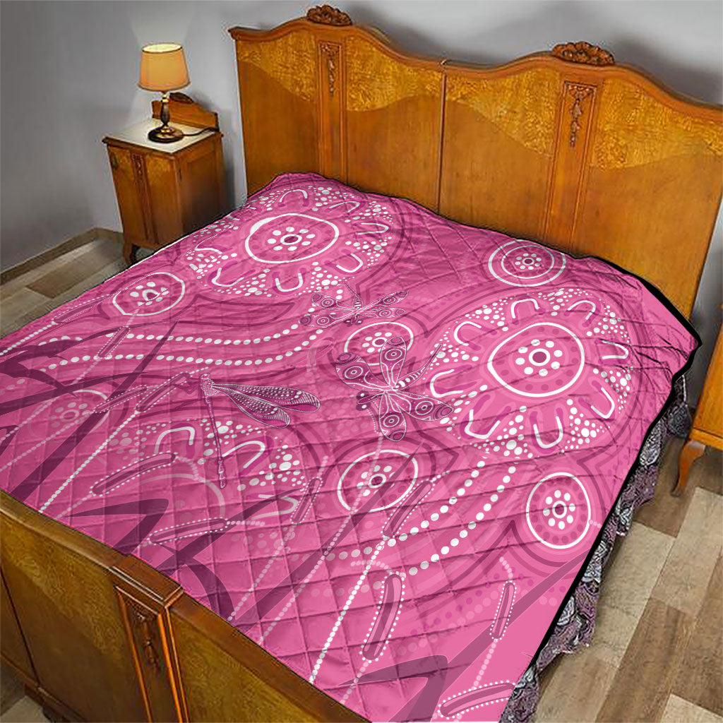 Australia Indigenous Pink Month Quilt Breast Cancer Aboriginal Dragonflies Ribbon
