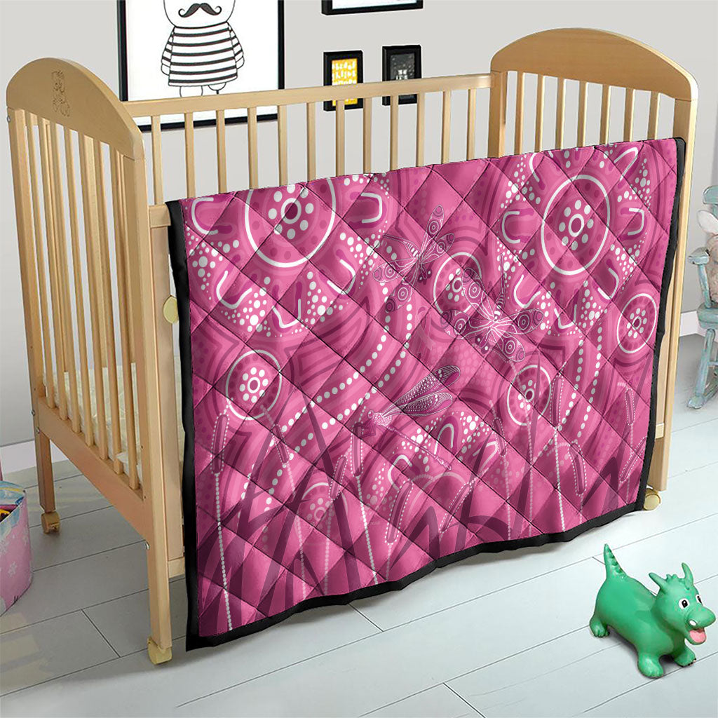 Australia Indigenous Pink Month Quilt Breast Cancer Aboriginal Dragonflies Ribbon