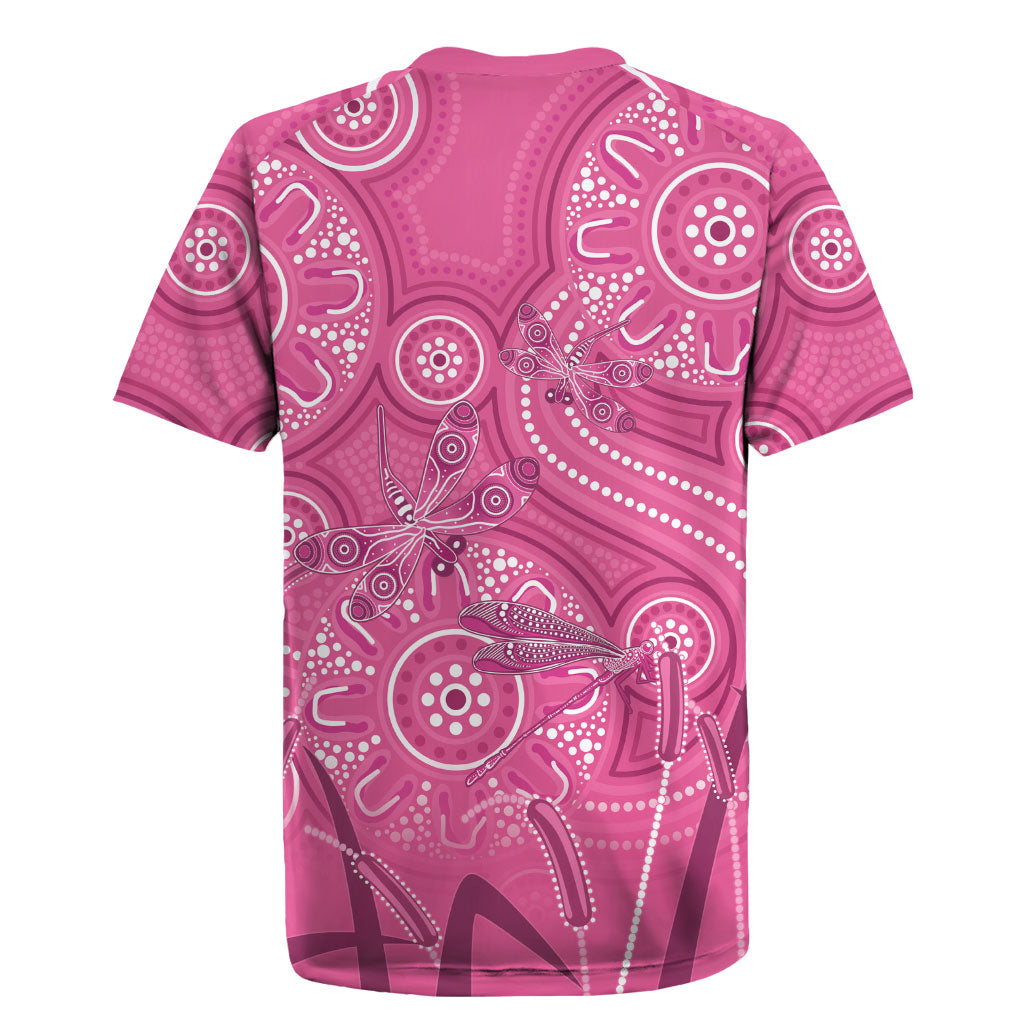 Australia Indigenous Pink Month Rugby Jersey Breast Cancer Aboriginal Dragonflies Ribbon