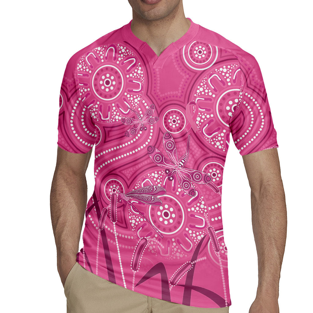 Australia Indigenous Pink Month Rugby Jersey Breast Cancer Aboriginal Dragonflies Ribbon