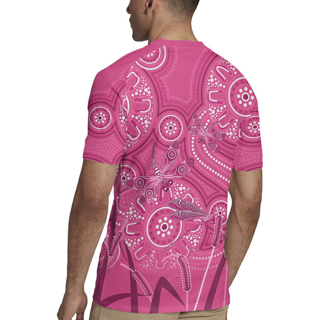Australia Indigenous Pink Month Rugby Jersey Breast Cancer Aboriginal Dragonflies Ribbon