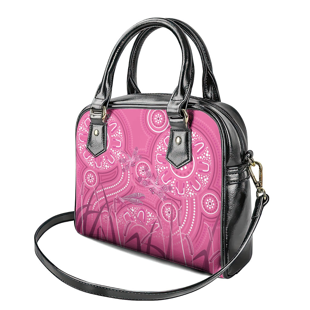 Australia Indigenous Pink Month Shoulder Handbag Breast Cancer Aboriginal Dragonflies Ribbon