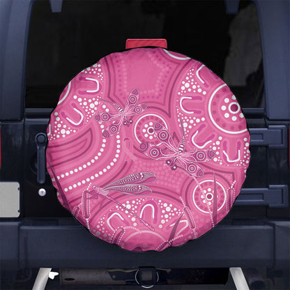 Australia Indigenous Pink Month Spare Tire Cover Breast Cancer Aboriginal Dragonflies Ribbon