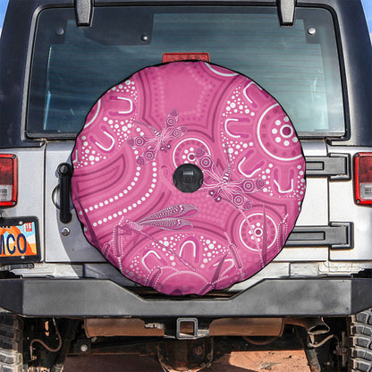 Australia Indigenous Pink Month Spare Tire Cover Breast Cancer Aboriginal Dragonflies Ribbon