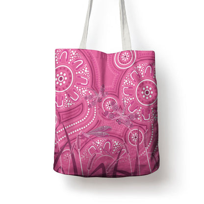 Australia Indigenous Pink Month Tote Bag Breast Cancer Aboriginal Dragonflies Ribbon