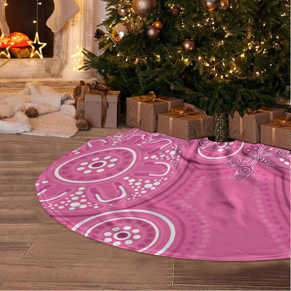 Australia Indigenous Pink Month Tree Skirt Breast Cancer Aboriginal Dragonflies Ribbon