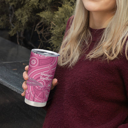 Australia Indigenous Pink Month Tumbler Cup Breast Cancer Aboriginal Dragonflies Ribbon