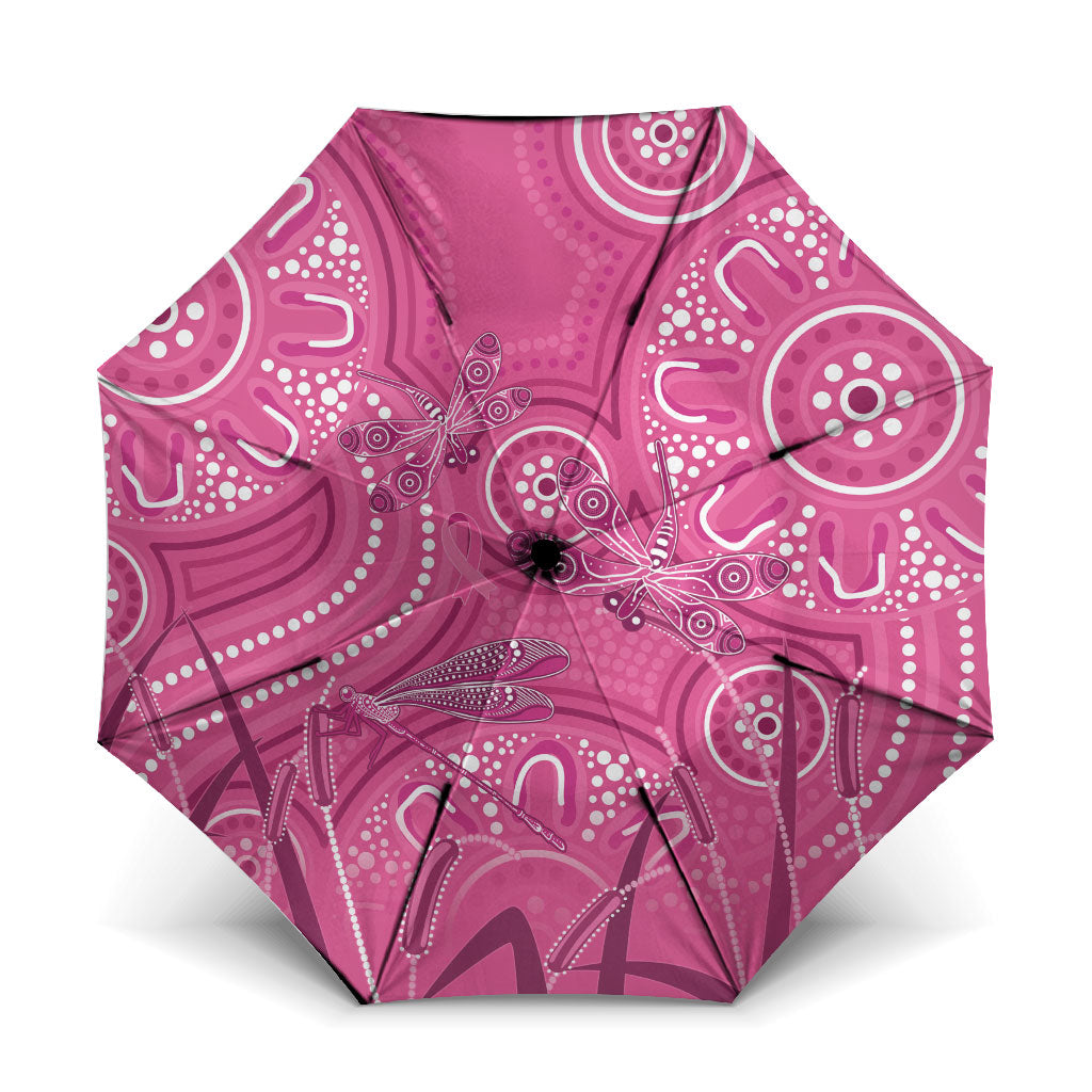 Australia Indigenous Pink Month Umbrella Breast Cancer Aboriginal Dragonflies Ribbon