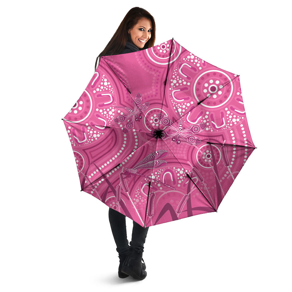 Australia Indigenous Pink Month Umbrella Breast Cancer Aboriginal Dragonflies Ribbon