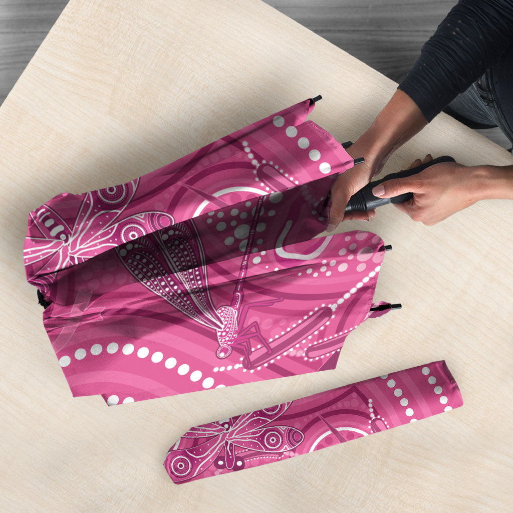 Australia Indigenous Pink Month Umbrella Breast Cancer Aboriginal Dragonflies Ribbon