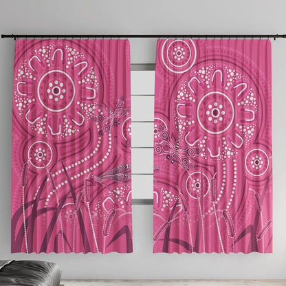 Australia Indigenous Pink Month Window Curtain Breast Cancer Aboriginal Dragonflies Ribbon