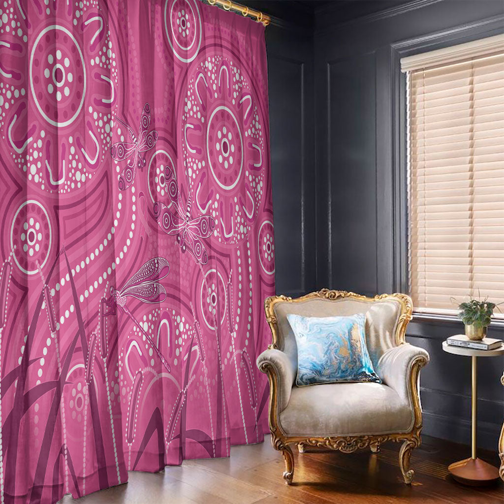 Australia Indigenous Pink Month Window Curtain Breast Cancer Aboriginal Dragonflies Ribbon