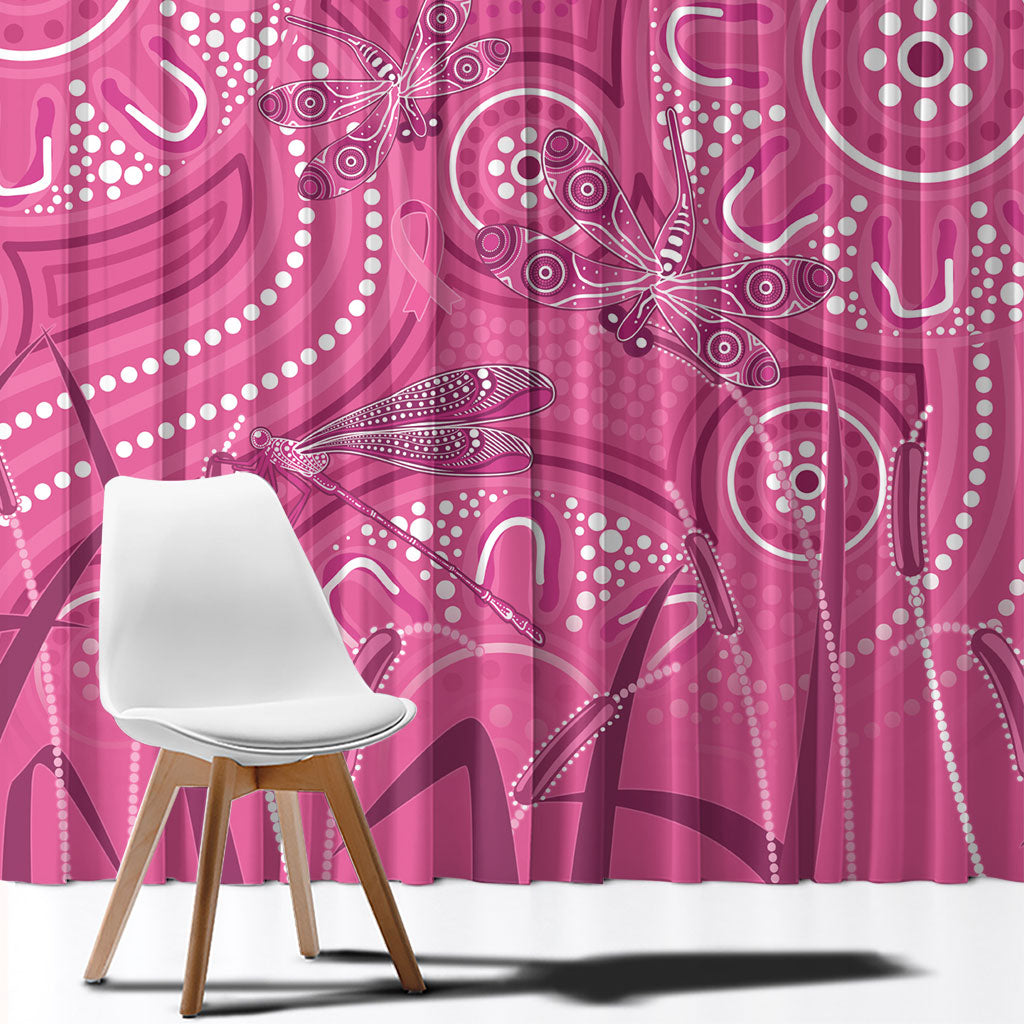 Australia Indigenous Pink Month Window Curtain Breast Cancer Aboriginal Dragonflies Ribbon