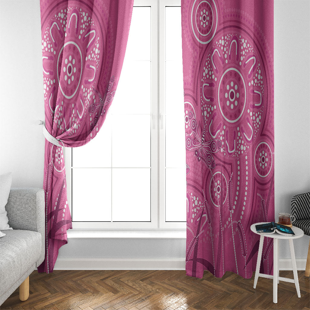Australia Indigenous Pink Month Window Curtain Breast Cancer Aboriginal Dragonflies Ribbon