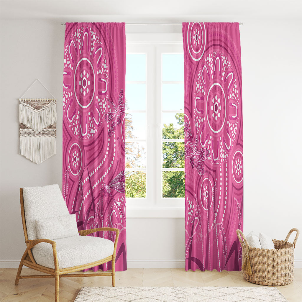 Australia Indigenous Pink Month Window Curtain Breast Cancer Aboriginal Dragonflies Ribbon