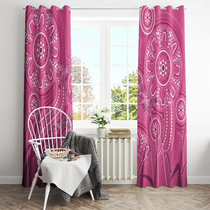 Australia Indigenous Pink Month Window Curtain Breast Cancer Aboriginal Dragonflies Ribbon