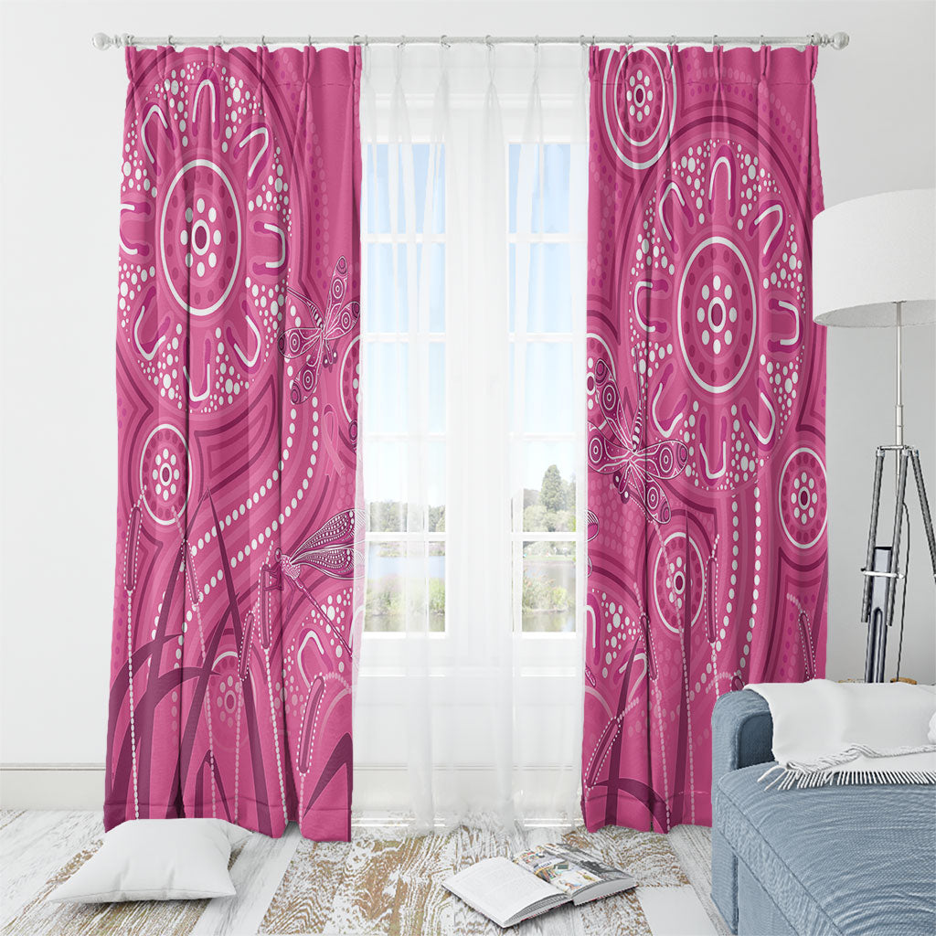 Australia Indigenous Pink Month Window Curtain Breast Cancer Aboriginal Dragonflies Ribbon