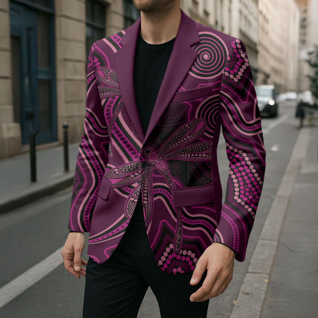 Australia Breast Cancer Support Blazer Pink Dragonflies Aboriginal Art