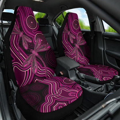 Australia Breast Cancer Support Car Seat Cover Pink Dragonflies Aboriginal Art
