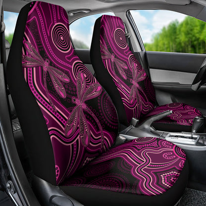 Australia Breast Cancer Support Car Seat Cover Pink Dragonflies Aboriginal Art