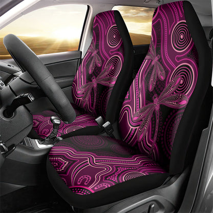 Australia Breast Cancer Support Car Seat Cover Pink Dragonflies Aboriginal Art