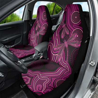 Australia Breast Cancer Support Car Seat Cover Pink Dragonflies Aboriginal Art
