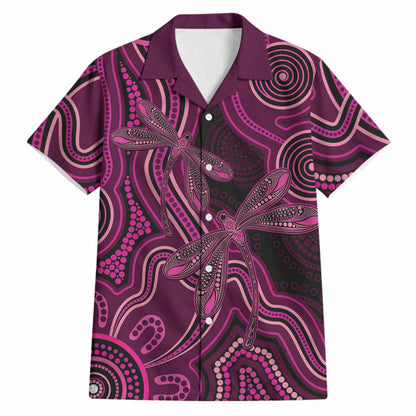 Australia Breast Cancer Support Hawaiian Shirt Pink Dragonflies Aboriginal Art